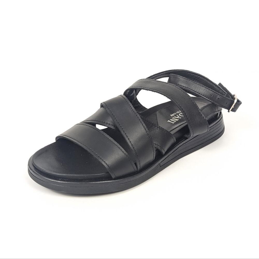 Cordani Krissy Gladiator Sandals 5.5 Black Leather Ankle Strap Strappy Boho